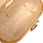 Chanel Beige Rattan Heart Lock Basket Bag 2way Handbag 144969