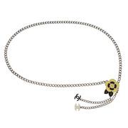 Chanel Chain Belt Silver Camellia Small Good 05P 144974