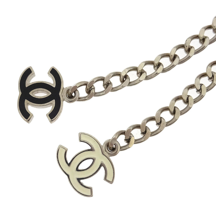 Chanel Chain Belt Silver Camellia Small Good 05P 144974