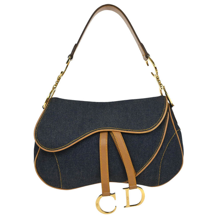 Christian Dior Navy Denim Double Saddle Handbag RU0091 144980