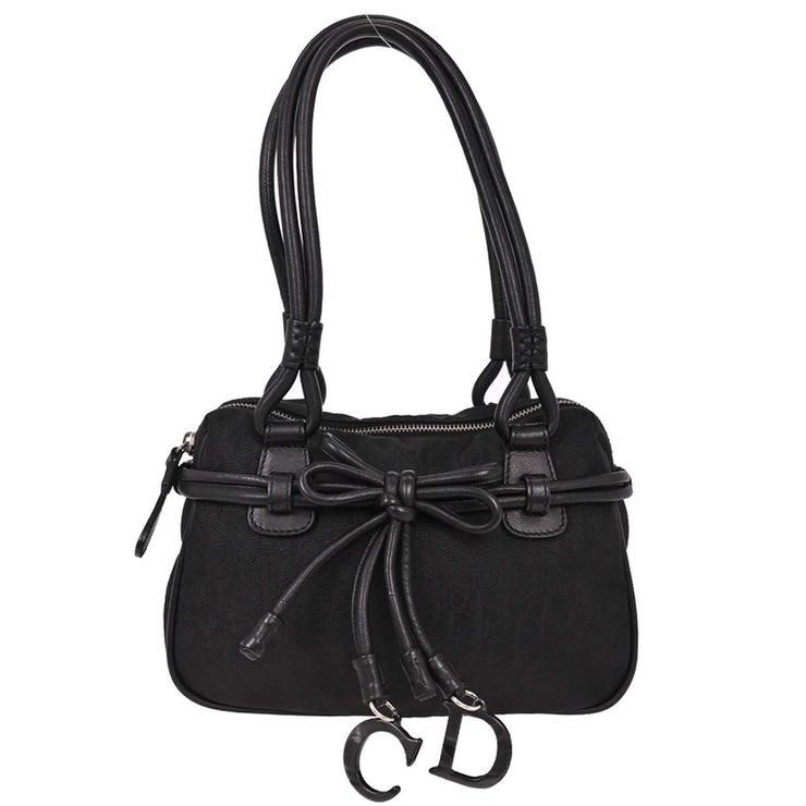 Christian Dior Black Diorissimo Bow Trotter Handbag 00-BO-1027 144981