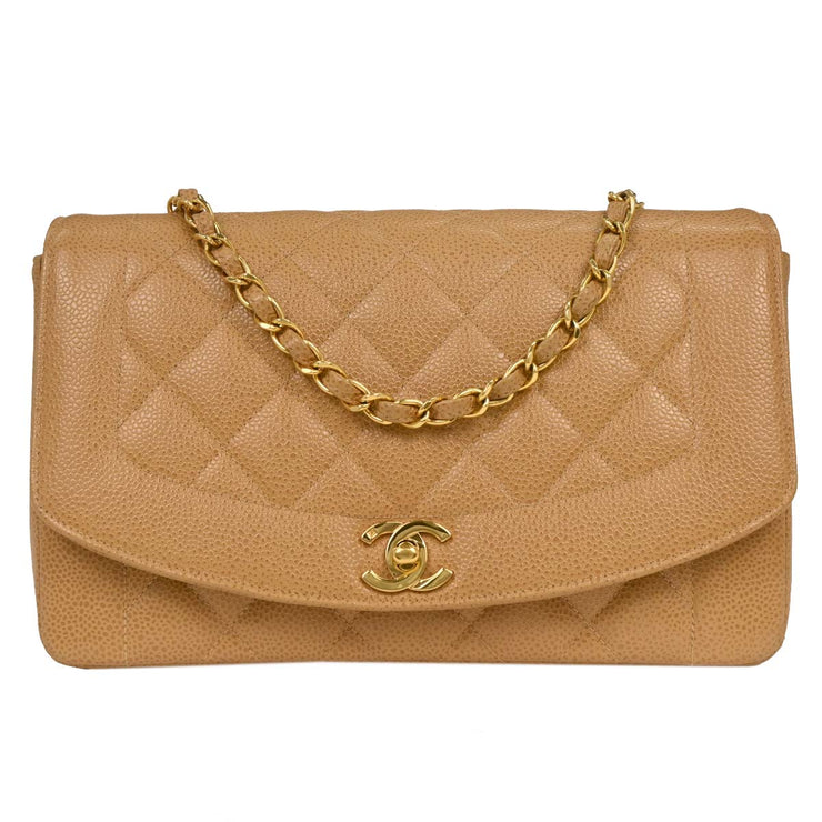 Chanel Beige Calfskin Medium Diana Shoulder Bag 145000