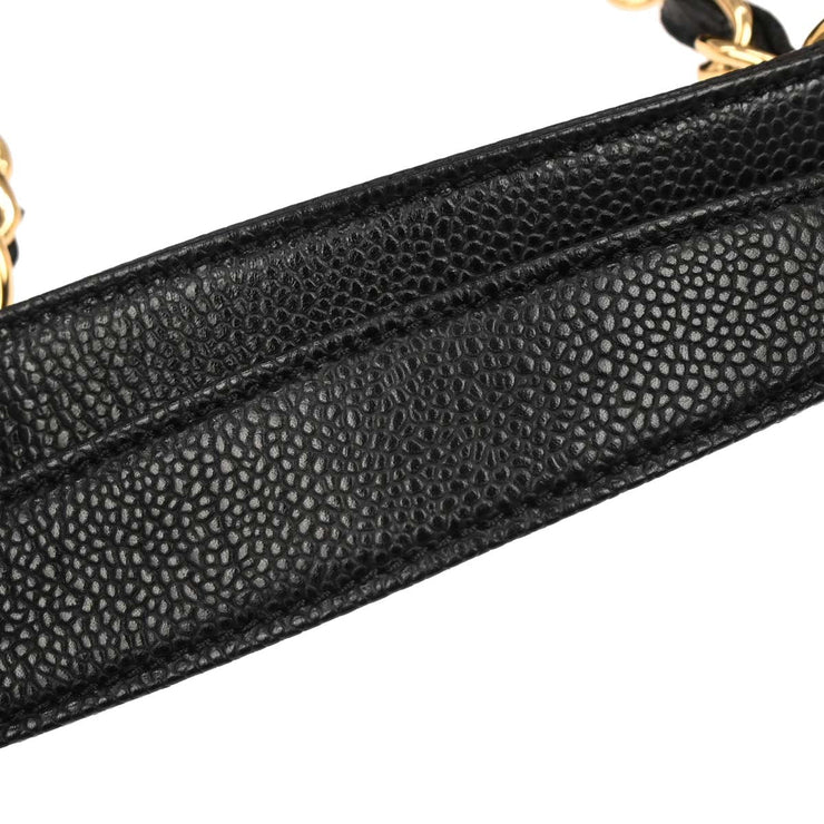Chanel Black Calfskin Grand Shopping Tote GST Chain Handbag 145036