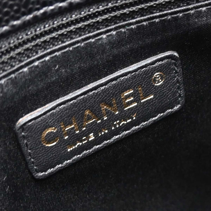Chanel Black Calfskin Grand Shopping Tote GST Chain Handbag 145036