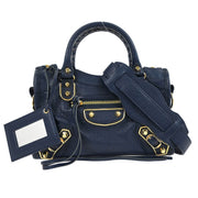 Balenciaga Navy Classic Metallic Edge Mini City 390160.4060.C.1669 145051
