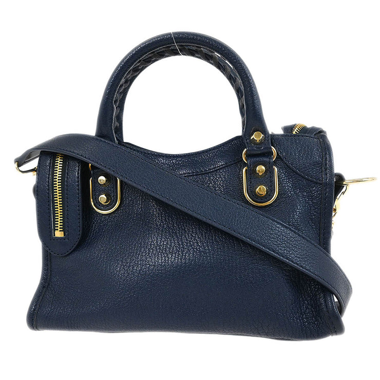 Balenciaga Navy Classic Metallic Edge Mini City 390160.4060.C.1669 145051