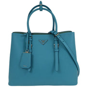 Prada Turquoise Blue Leather 2way Tote Handbag 180/D 145054