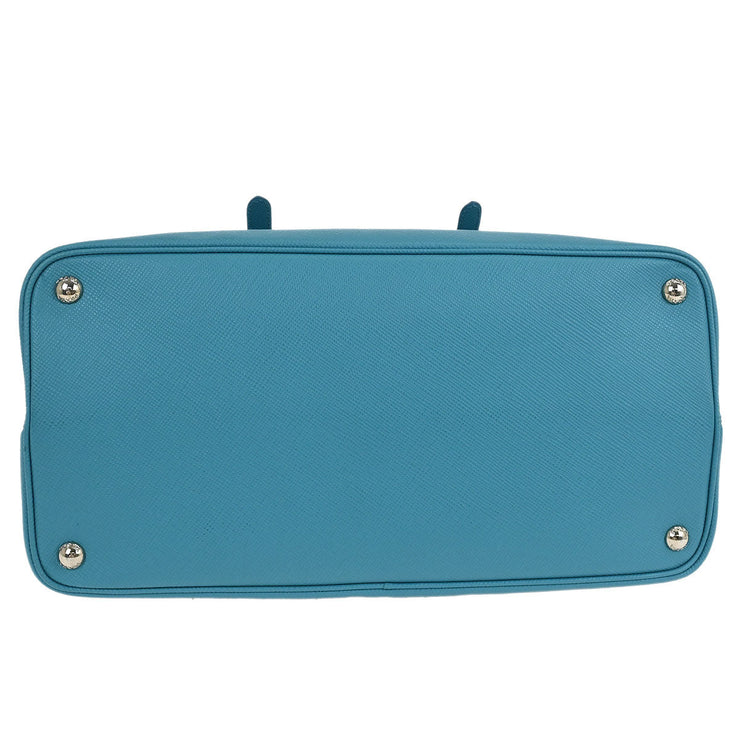 Prada Turquoise Blue Leather 2way Tote Handbag 180/D 145054