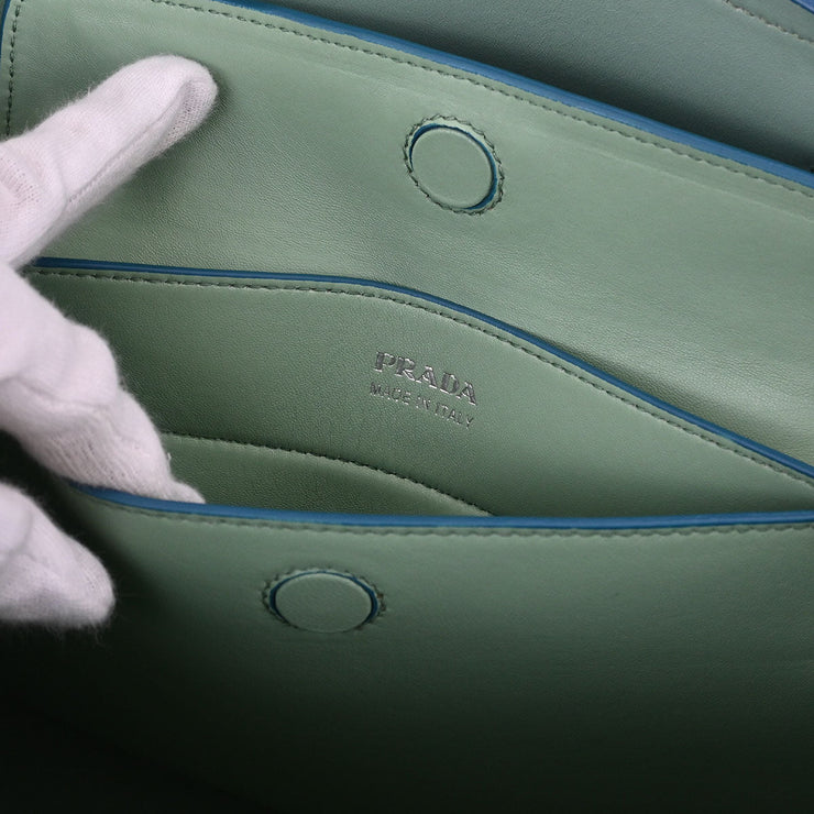 Prada Turquoise Blue Leather 2way Tote Handbag 180/D 145054