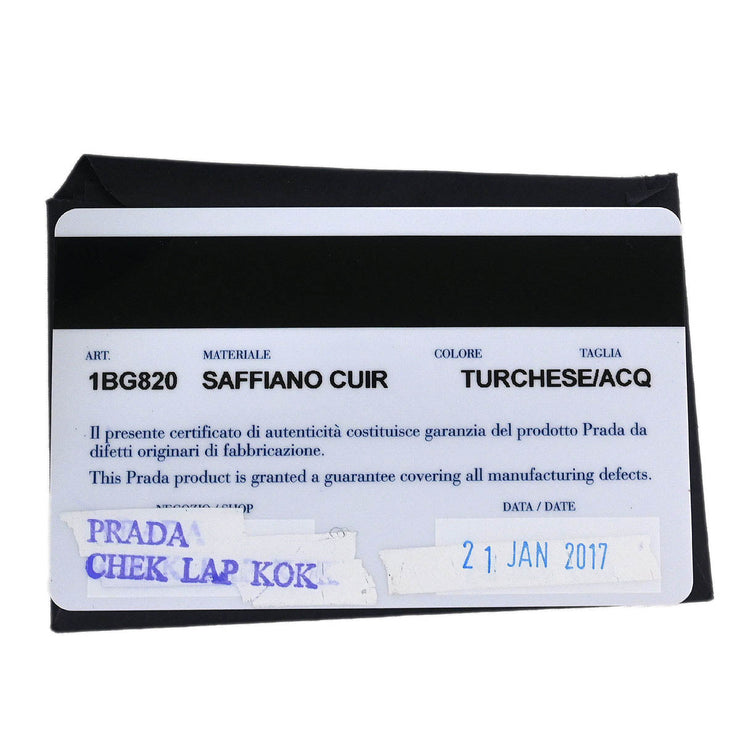 Prada Turquoise Blue Leather 2way Tote Handbag 180/D 145054