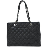 Chanel Black Calfskin Grand Shopping Tote GST Chain Handbag 145055
