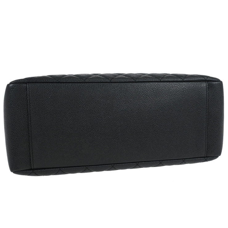 Chanel Black Calfskin Grand Shopping Tote GST Chain Handbag 145055