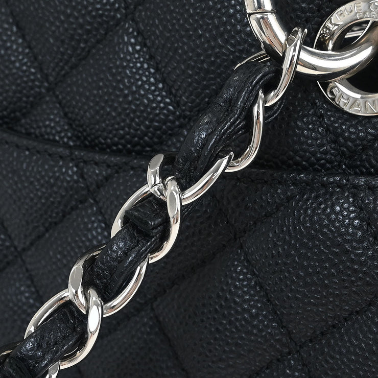 Chanel Black Calfskin Grand Shopping Tote GST Chain Handbag 145055