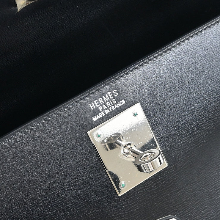 Hermes Black Box Calf Kelly 32 Sellier 2way Handbag  Square:G 69.S 145093