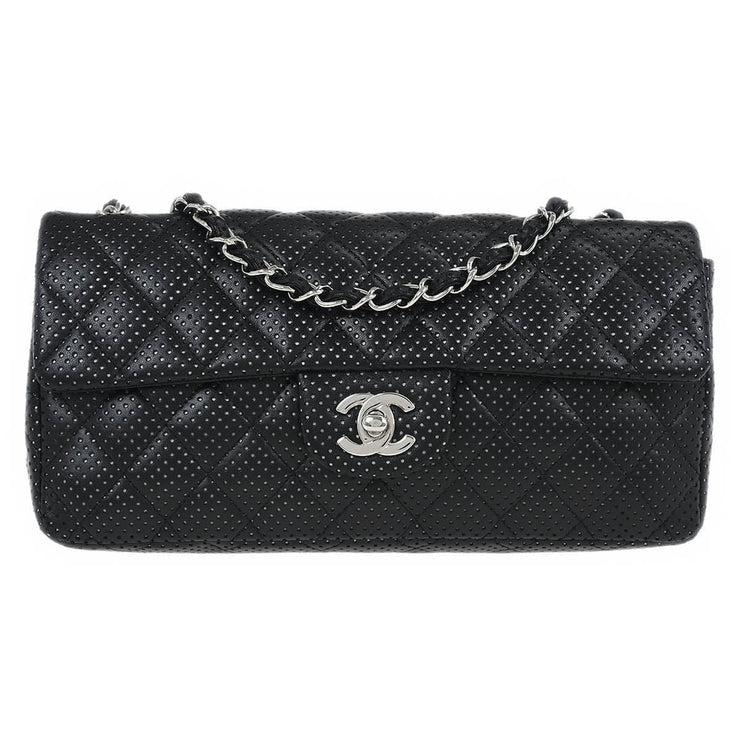 Chanel Black Perforated Lambskin East West Shoulder Bag 145094