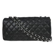 Chanel Black Perforated Lambskin East West Shoulder Bag 145094