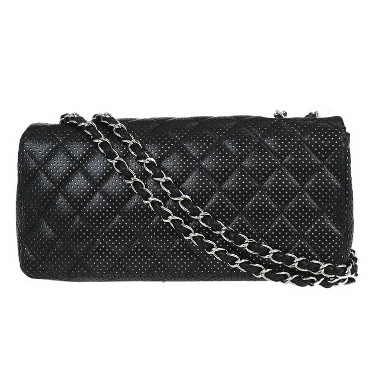 Chanel Black Perforated Lambskin East West Shoulder Bag 145094