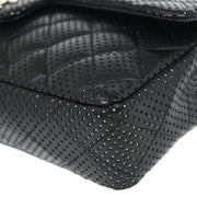 Chanel Black Perforated Lambskin East West Shoulder Bag 145094