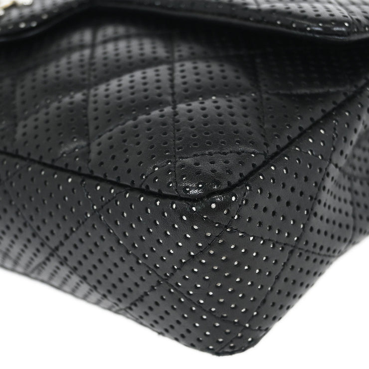 Chanel Black Perforated Lambskin East West Shoulder Bag 145094