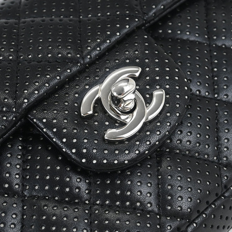 Chanel Black Perforated Lambskin East West Shoulder Bag 145094