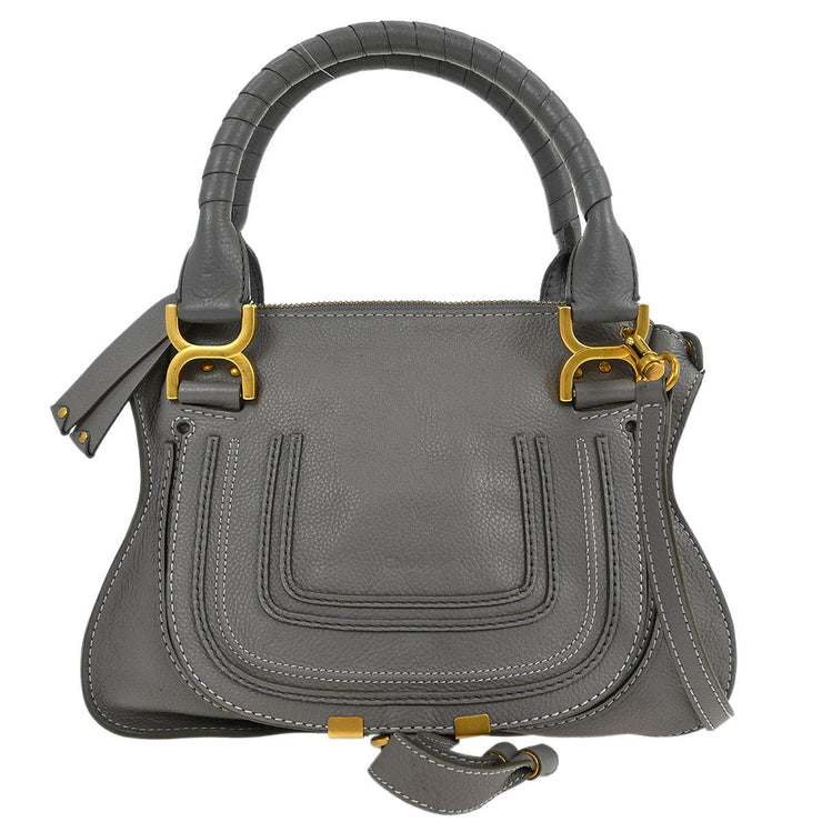 Chloe Gray Leather Marcie 2way Shoulder Handbag 01-20-63-65 145107