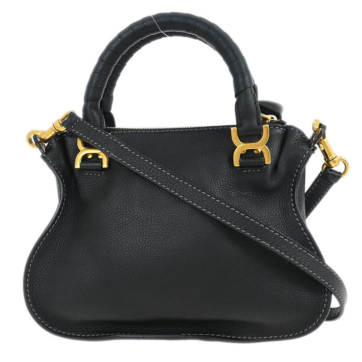 Chloe Black Leather Marcie 2way Shoulder Handbag 02135665-20 145113