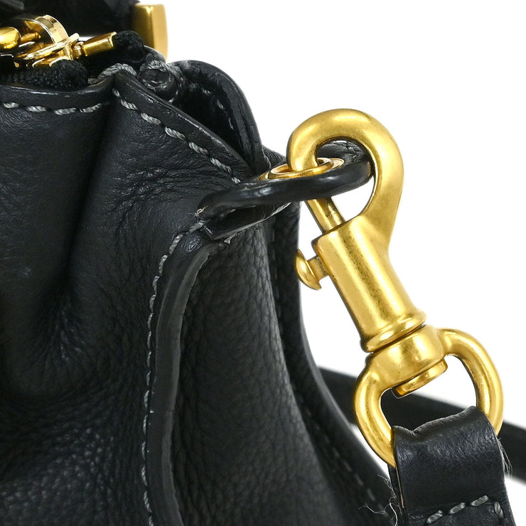 Chloe Black Leather Marcie 2way Shoulder Handbag 02135665-20 145113