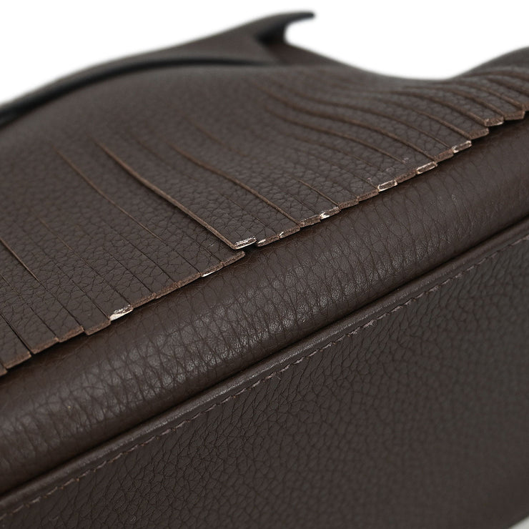 Hermes Ebene Taurillon Clemence Shoulder Kelly Handbag 9Square: N 145201