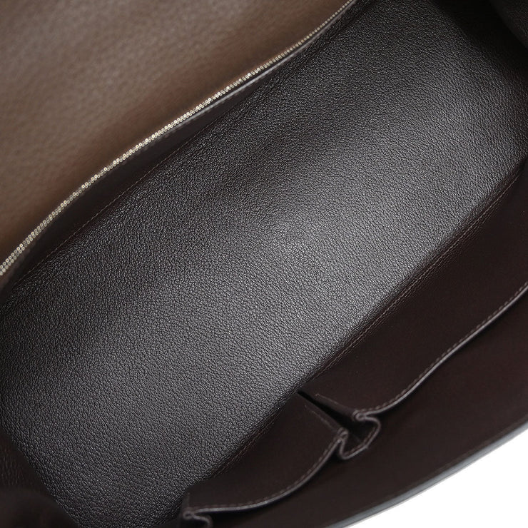 Hermes Ebene Taurillon Clemence Shoulder Kelly Handbag 9Square: N 145201