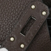 Hermes Ebene Taurillon Clemence Shoulder Kelly Handbag 9Square: N 145201