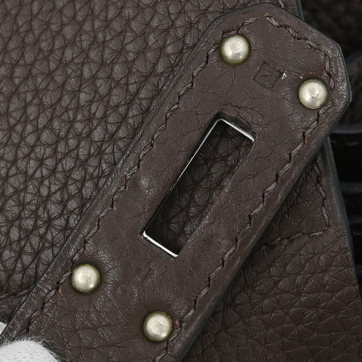 Hermes Ebene Taurillon Clemence Shoulder Kelly Handbag 9Square: N 145201