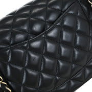 Chanel Black Lambskin Single Flap Shoulder Bag 145227