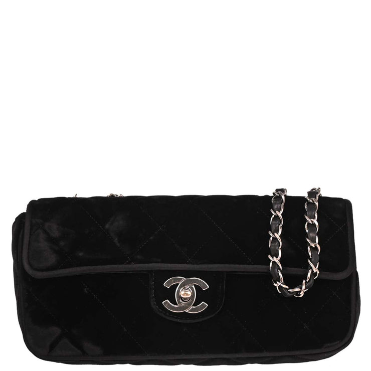 Chanel Black Velvet East West Shoulder Bag 145261
