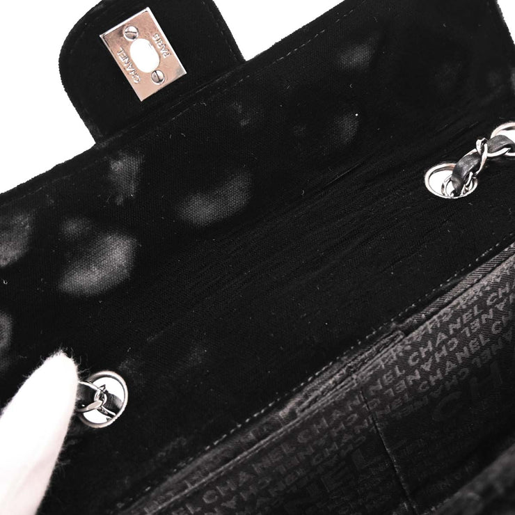 Chanel Black Velvet East West Shoulder Bag 145261