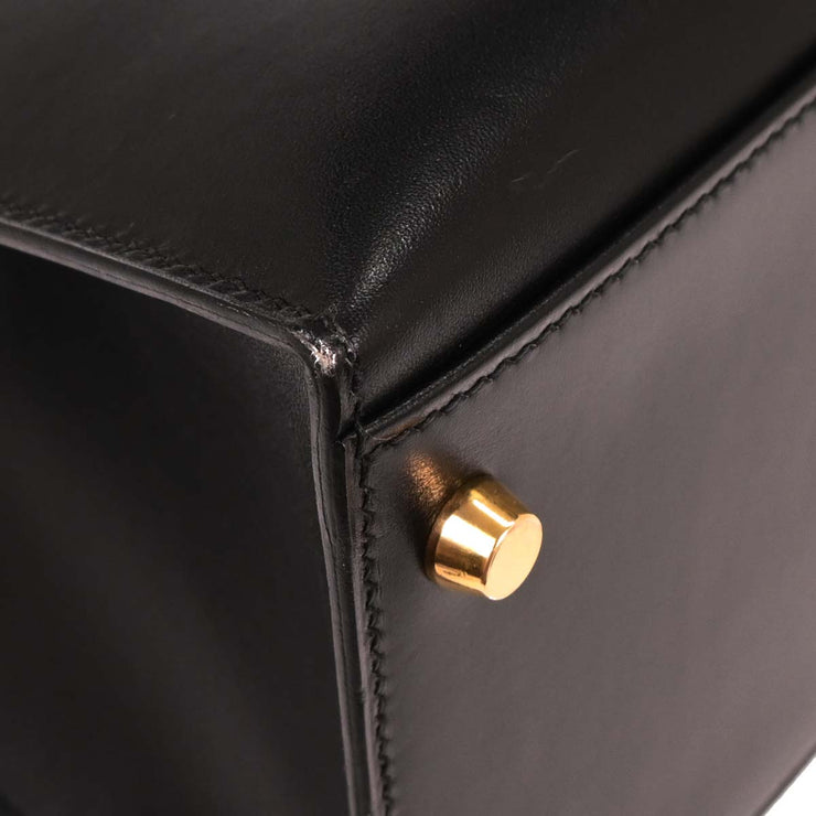 Hermes Black Box Calf Kelly 35 Sellier 2way Handbag Square: D 33.S 145379