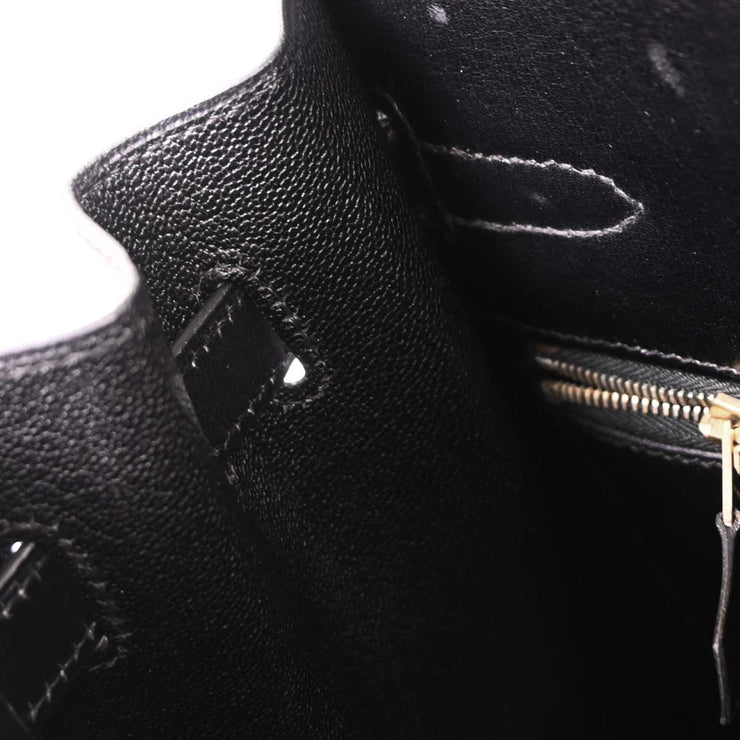 Hermes Black Box Calf Kelly 35 Sellier 2way Handbag Square: D 33.S 145379