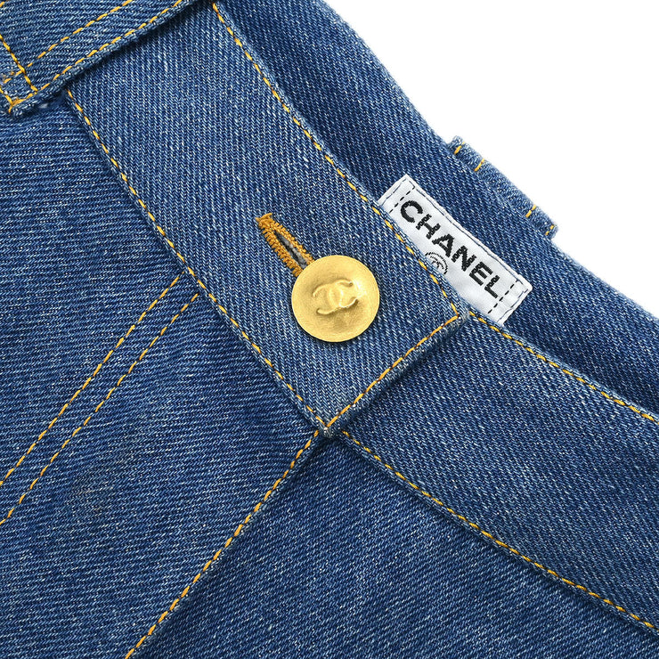 Chanel Long Denim Pants Blue 02839 #38 153668