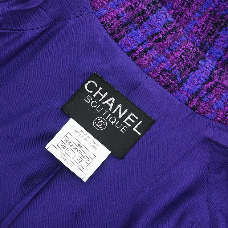 Chanel Jacket Coat Purple 95A #42 153677