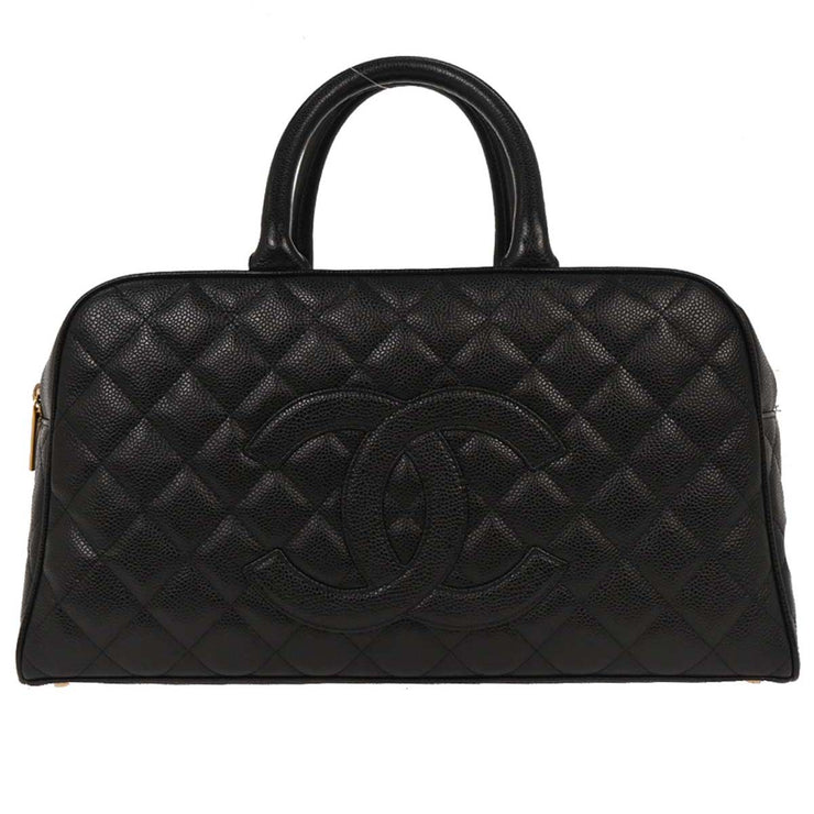 Chanel Black Calfskin Bowling Bag 37 153929