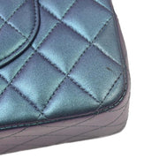Chanel Metallic Blue Lambskin Medium Classic Double Flap Shoulder Bag 153931