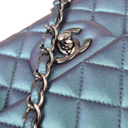 Chanel Metallic Blue Lambskin Medium Classic Double Flap Shoulder Bag 153931