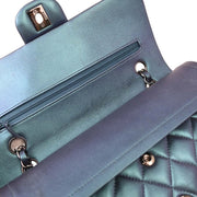 Chanel Metallic Blue Lambskin Medium Classic Double Flap Shoulder Bag 153931