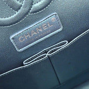 Chanel Metallic Blue Lambskin Medium Classic Double Flap Shoulder Bag 153931