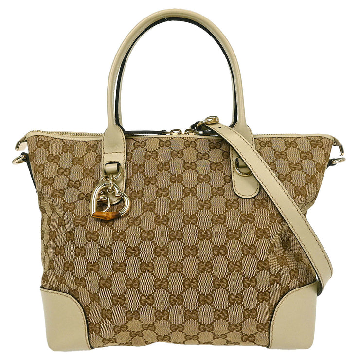 Gucci Beige Heart Bit GG 2way Tote Bag 269957 520981 153934