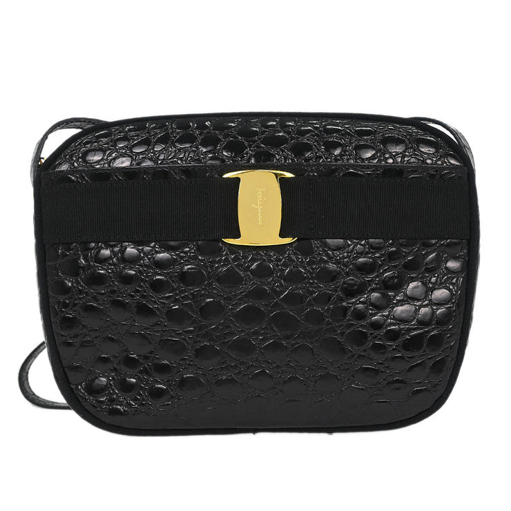Salvatore Ferragamo Black Vara Shoulder Bag BA214183 153941