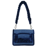 Miu Miu Blue Denim Velvet Shoulder Bag 5BD049 153945