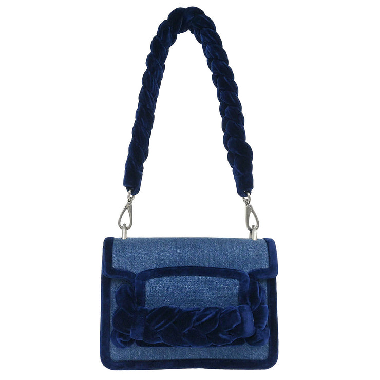Miu Miu Blue Denim Velvet Shoulder Bag 5BD049 153945