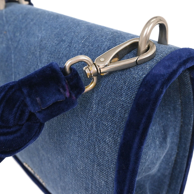 Miu Miu Blue Denim Velvet Shoulder Bag 5BD049 153945