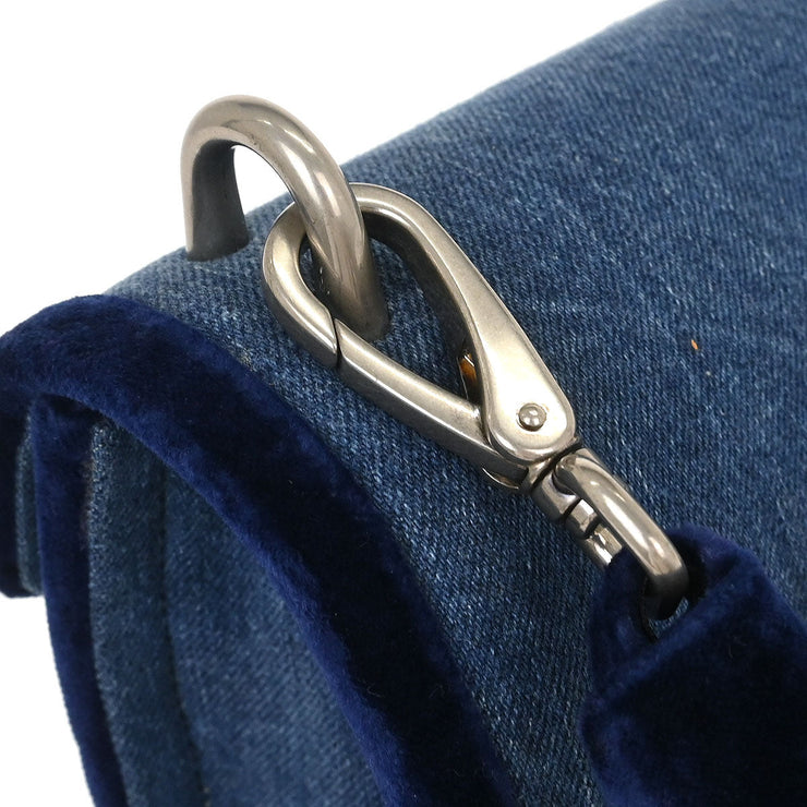 Miu Miu Blue Denim Velvet Shoulder Bag 5BD049 153945