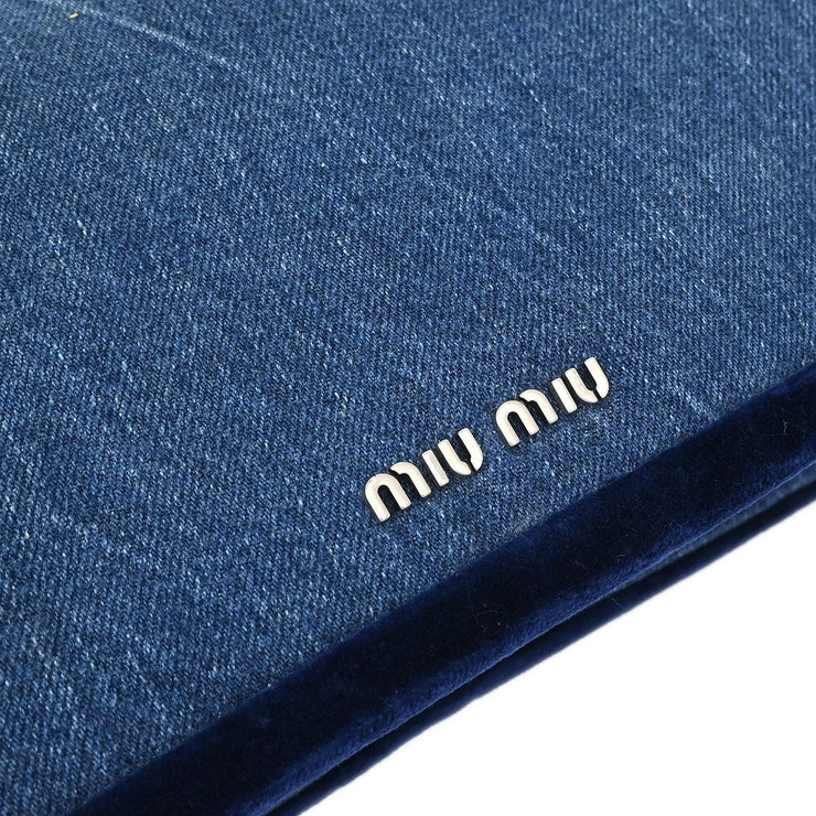 Miu Miu Blue Denim Velvet Shoulder Bag 5BD049 153945